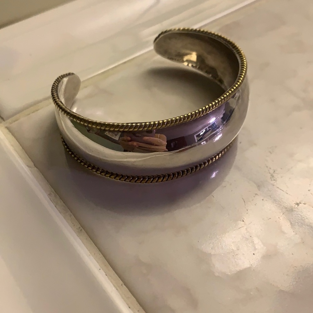 Vintage Laton Sterling and brass cuff-Mexico